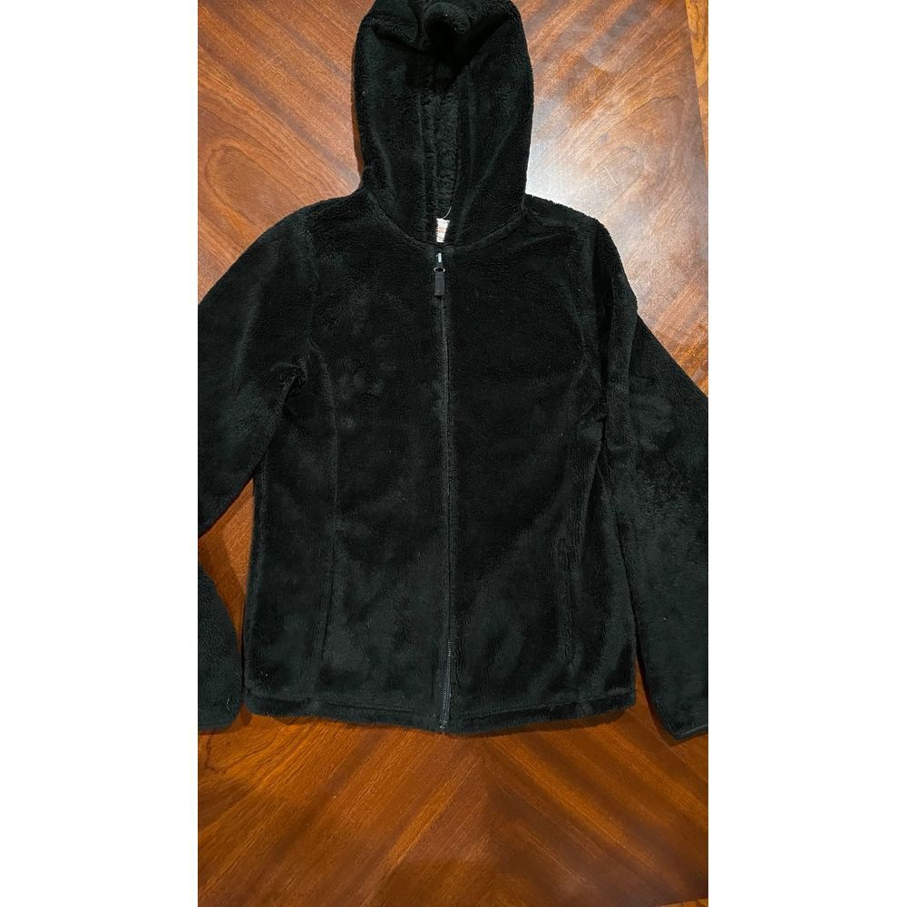Wonder Nation Black Plush Fleece Hooded Zip Jacket Youth XL 14-16 Cozy Soft